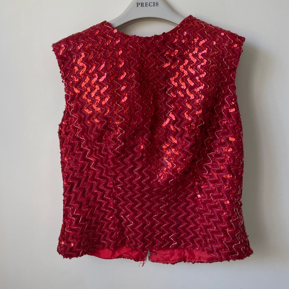 Sleeveless Red Sequinned Top